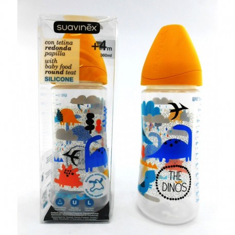Botol Susu Suavinex - 360ml - Leher Botol Lebar - Tema Dinosaurus Orange