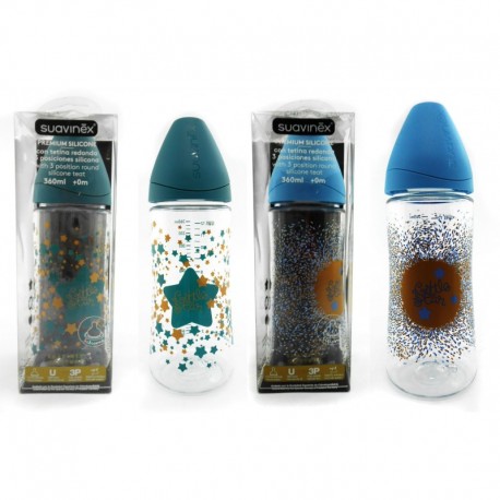 Botol Susu Suavinex - 360ml - Leher Botol Lebar - Tema Bentuk Biru