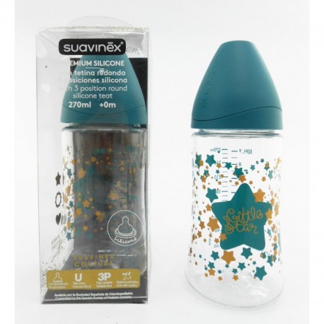 Botol Susu Suavinex - 270ml - Leher Botol Lebar - Tema Bentuk Biru