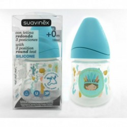 Botol Susu Suavinex - 150ml - Leher Botol Lebar - Tema Anak Indian Biru