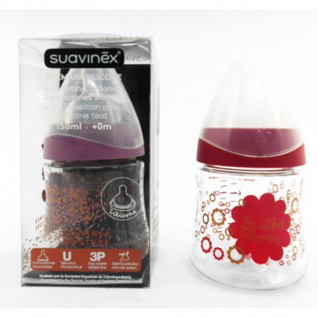 Botol Susu Suavinex - 150ml - Leher Botol Lebar - Tema Bentuk Ungu