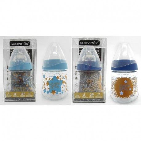 Botol Susu Suavinex - 150ml - Leher Botol Lebar - Tema Bentuk Biru