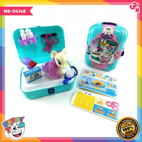 Pet Care Bag Pack Playset - Mainan Salon Hewan Pony - NB-04148